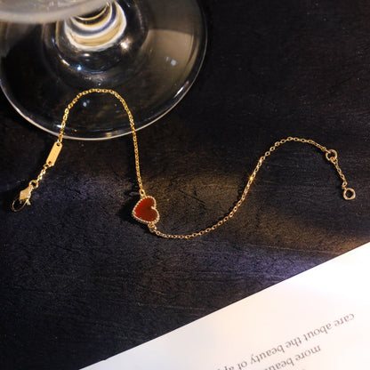 Mysitc HEART-SHAPED  CARNELIAN SINGLE FLOWER BRACELET