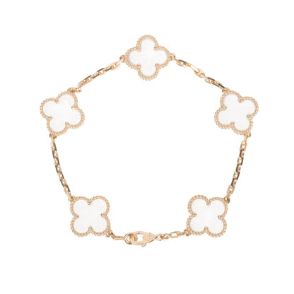 [Mystic]CLOVER 5 MOTIF ROCK CRYSTAL PINK GOLD BRACELET