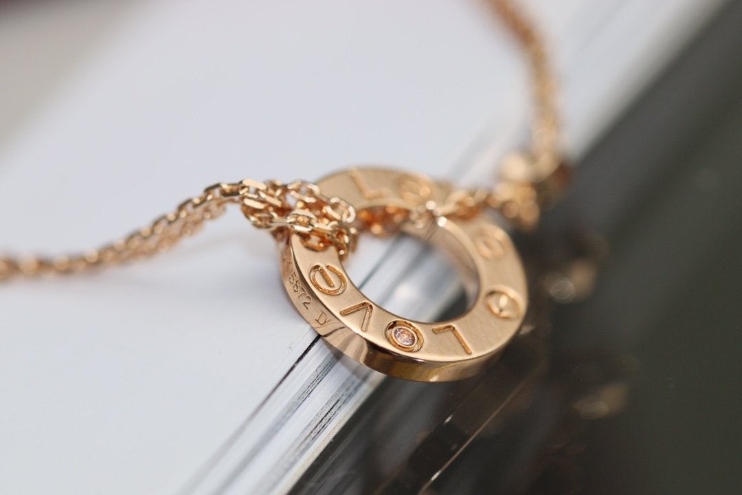 [Mystic]LOVE NECKLACE ADJUSTABLE ROSE GOLD 2 DIAMOND