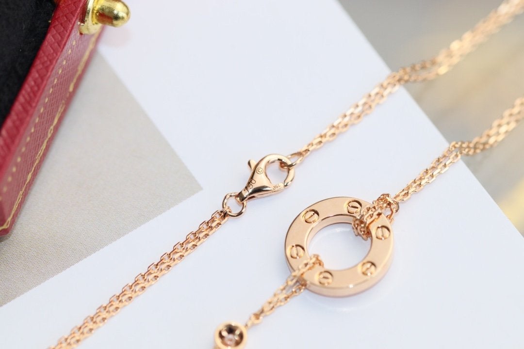 [Mystic]LOVE NECKLACE ADJUSTABLE ROSE GOLD 2 DIAMOND