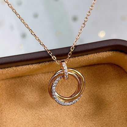[Mystic]TRINITY NECKLACE SILVER GOLD PINK GOLD DIAMONDS