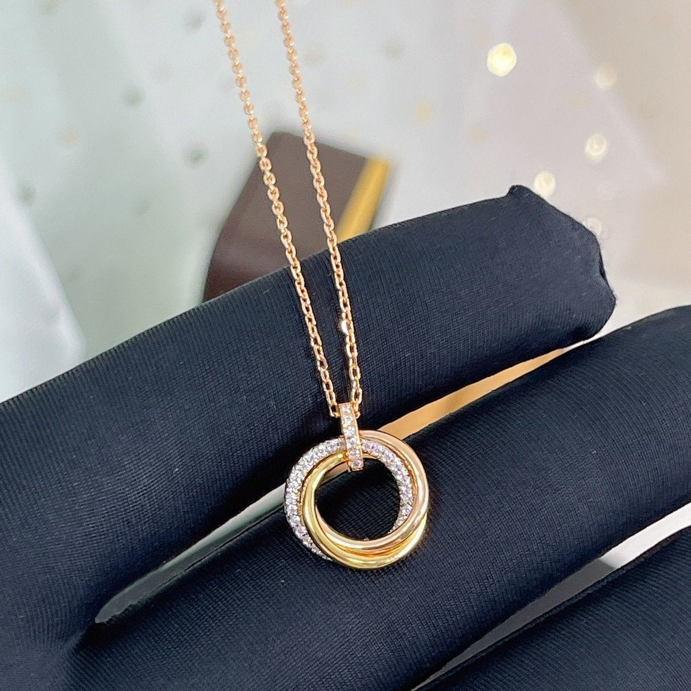 [Mystic]TRINITY NECKLACE SILVER GOLD PINK GOLD DIAMONDS