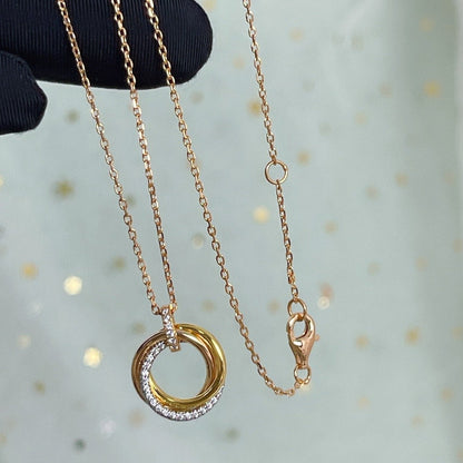 [Mystic]TRINITY NECKLACE SILVER GOLD PINK GOLD DIAMONDS
