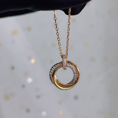 [Mystic]TRINITY NECKLACE SILVER GOLD PINK GOLD DIAMONDS