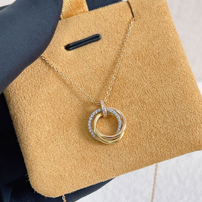 [Mystic]TRINITY NECKLACE SILVER GOLD PINK GOLD DIAMONDS