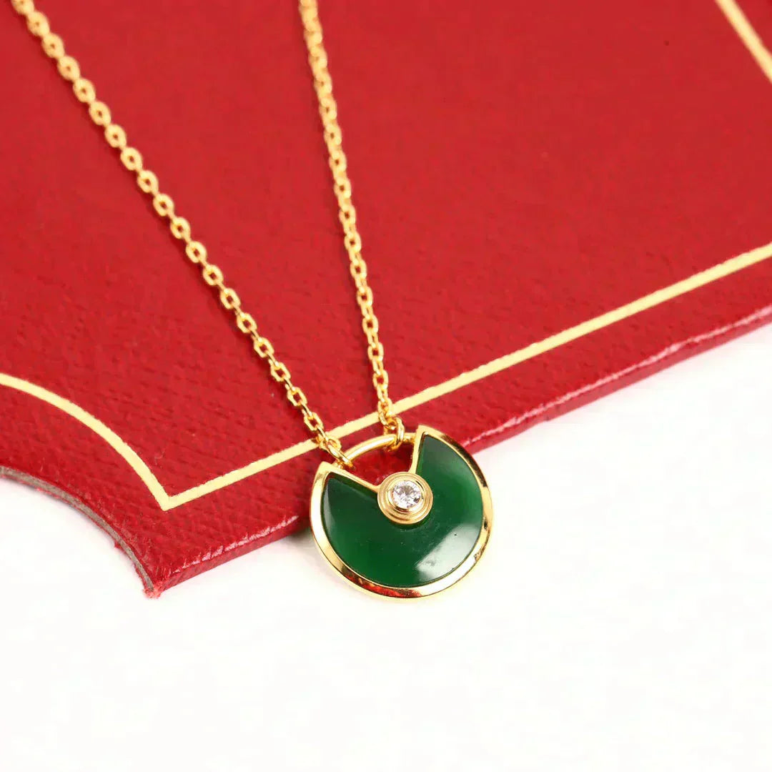 [Mystic]AMULETTE GOLD MALACHITE NECKLACE