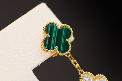[Mystic Crown]CLOVER EARRINGS GOLD MALACHITE DIAMOND 3 MOTIF