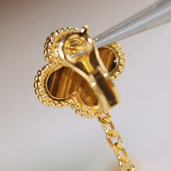 [Mystic]CLOVER  2 MOTIF  TIGER EYE CARNELIAN EARRINGS