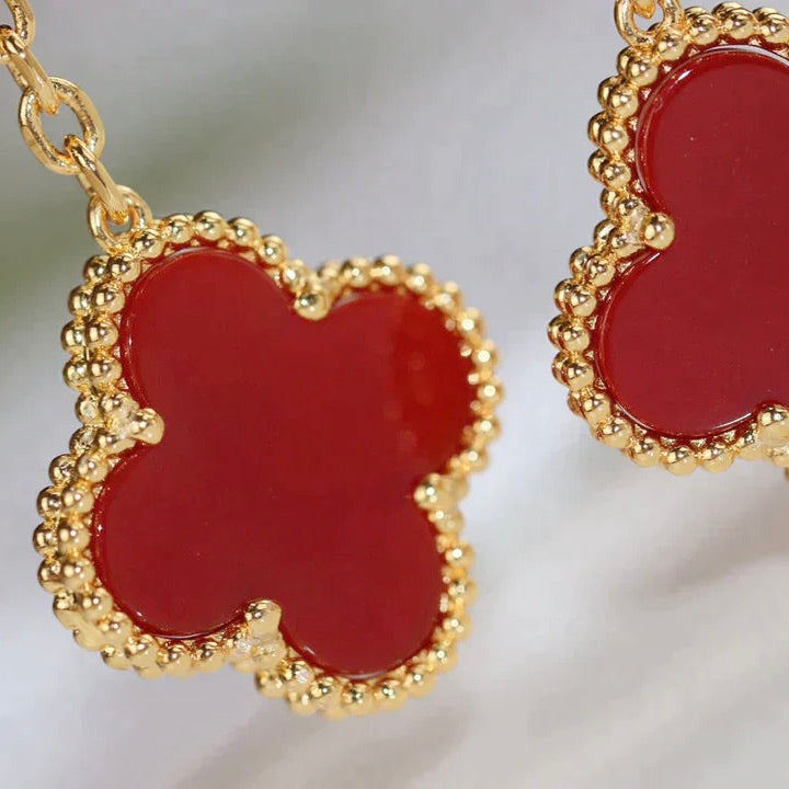 [Mystic]CLOVER  2 MOTIF  TIGER EYE CARNELIAN EARRINGS