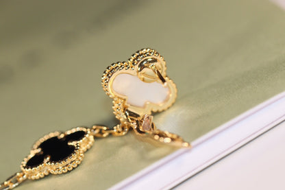 [Mystic]CLOVER EARRINGS GOLD ONYX MOP 3 MOTIF