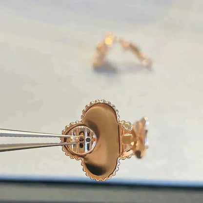 [Mystic]CLOVER MEDIUM 1 MOTIFS GRAY MOP  DIAMOND EARRINGS