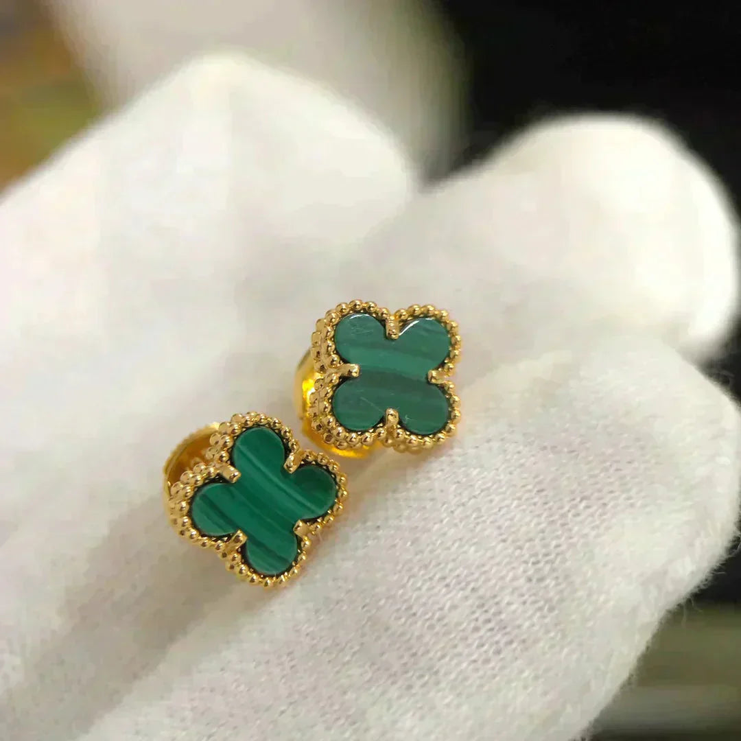 [Mystic]CLOVER MINI 9.5MM MALACHITE  EARRINGS