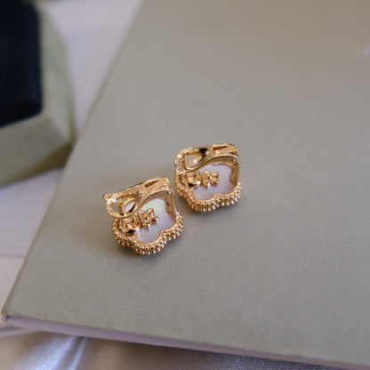 [Mystic]LUCKY PINK GOLD WHITE MOP EARRINGS
