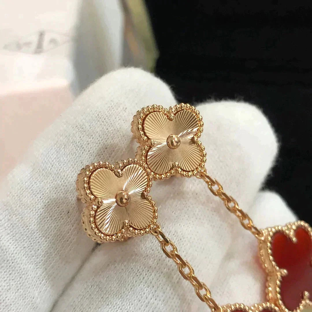 [Mystic]CLOVER 2 MOTIF  LASER CARNELIAN EARRINGS