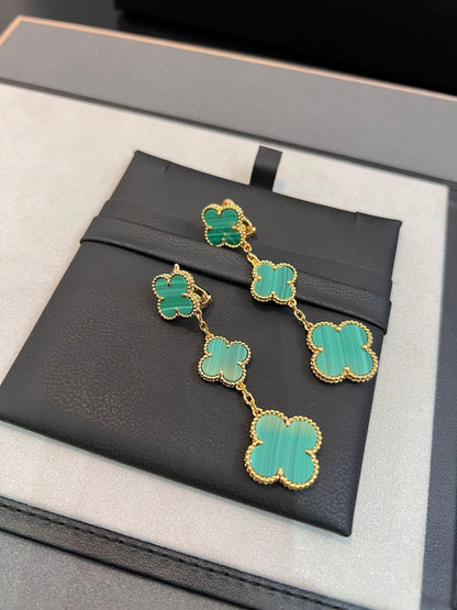 [Mystic Crown]CLOVER MALACHITE 3 MOTIFS GOLD