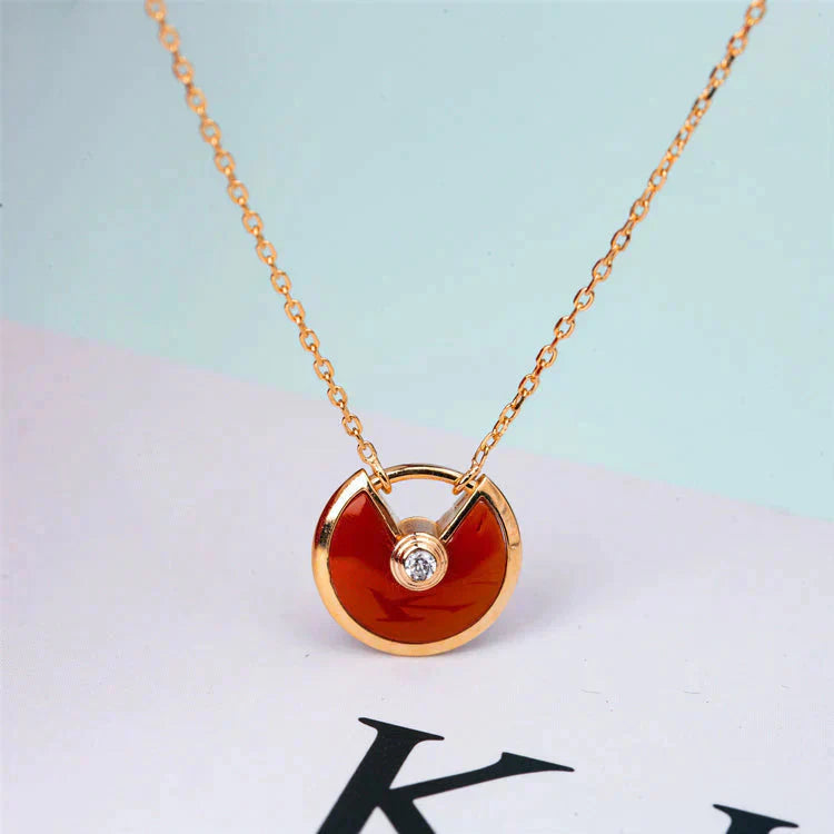 [Mystic]AMULETTE GOLD CARNELIAN ONYX NECKLACE