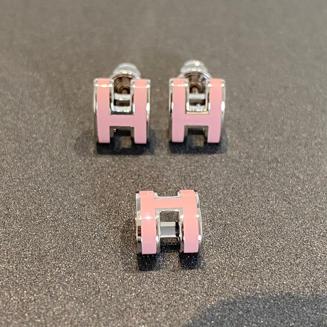 [Mystic]MINI POP H SILVER EARRINGS PINK