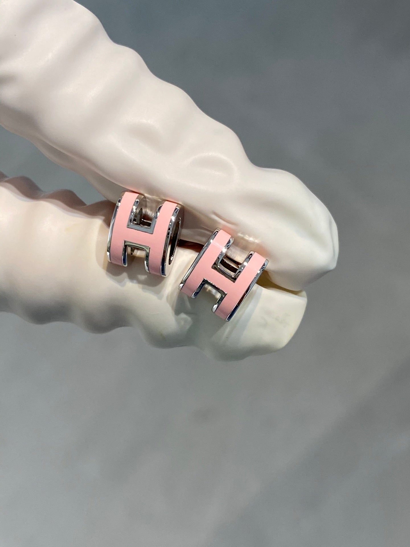 [Mystic]MINI POP H SILVER EARRINGS PINK