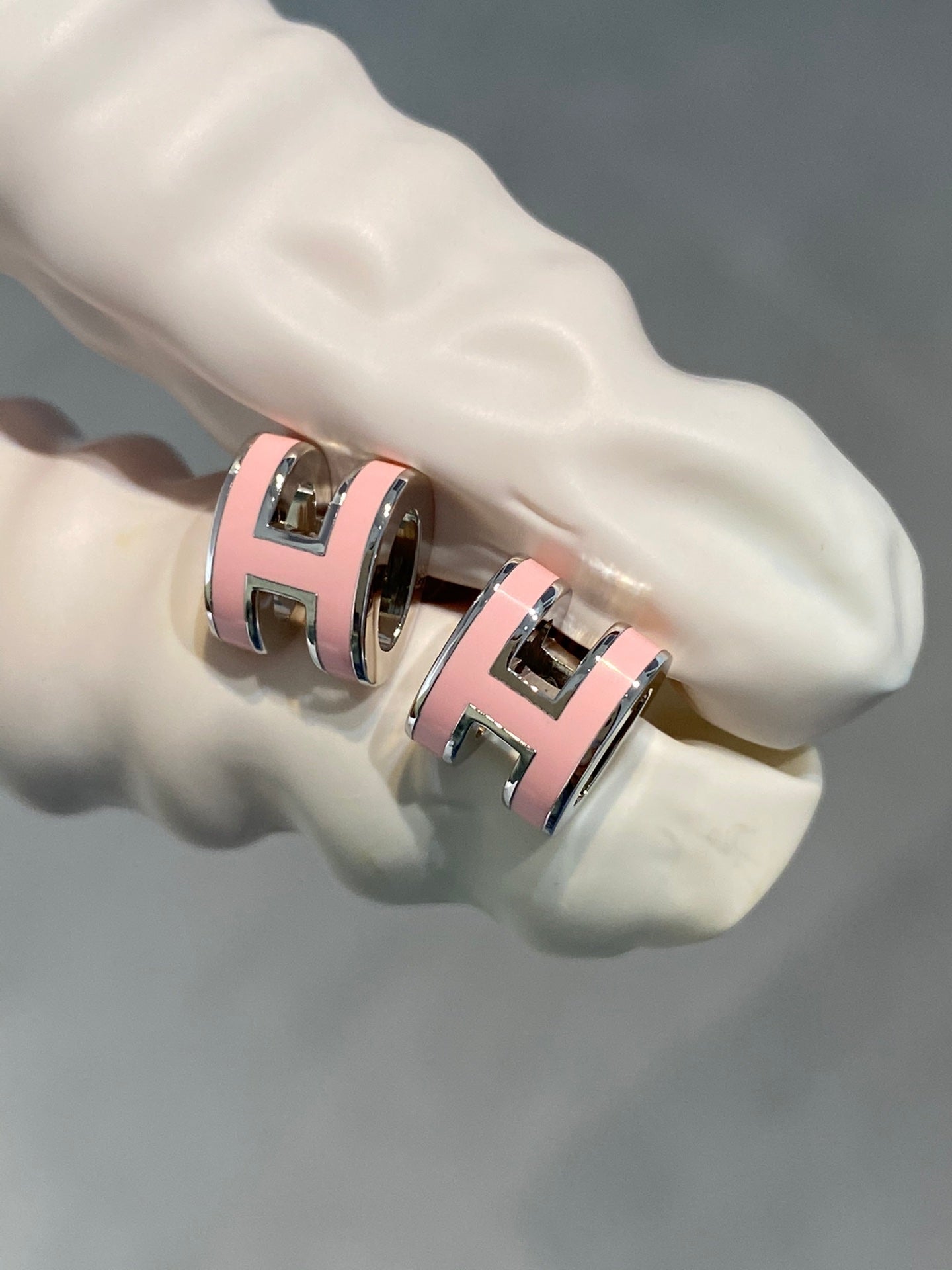 [Mystic]MINI POP H SILVER EARRINGS PINK