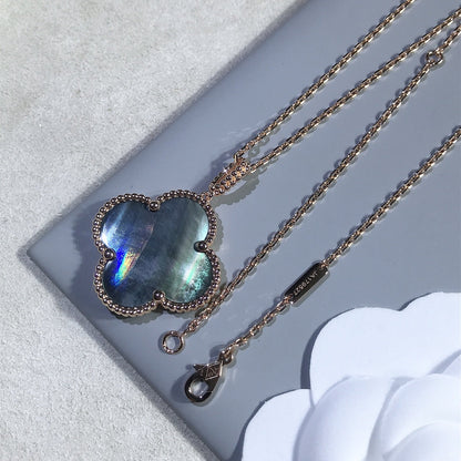 [ミスティック]クローバー 25mm ゴールド ダークモップ ビッグクローバーネックレス