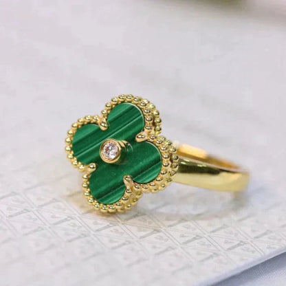[Mystic]CLOVER MALACHITE RING GOLD DIAMOND