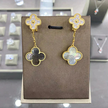[Mystic]CLOVER  2 MOTIFS  DIAMOND  EARRINGS (MULTIPLE CHOICESç´