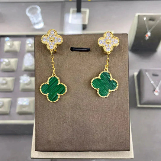 [Mystic]CLOVER  2 MOTIFS  DIAMOND  EARRINGS (MULTIPLE CHOICESç´