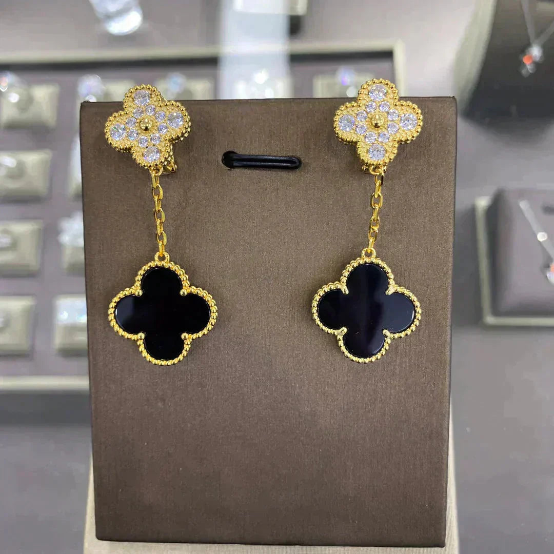 [Mystic]CLOVER  2 MOTIFS  DIAMOND  EARRINGS (MULTIPLE CHOICESç´