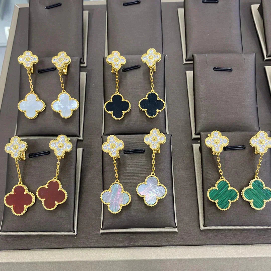 [Mystic]CLOVER  2 MOTIFS  DIAMOND  EARRINGS (MULTIPLE CHOICESç´