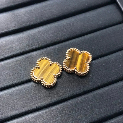 [Mystic]CLOVER MEDIUM 1 MOTIFS TIGER EYE EARRINGS