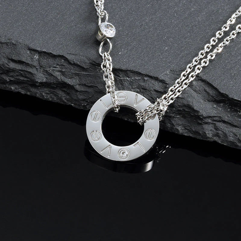 [Mystic]LOVE NECKLACE 16MM 2 DIAMONDS
