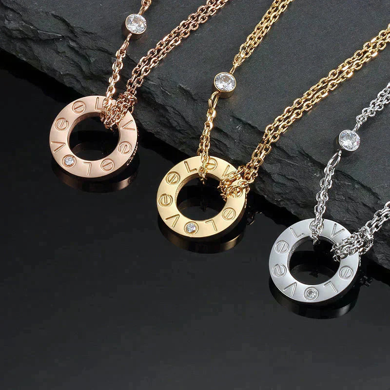 [Mystic]LOVE NECKLACE 16MM 2 DIAMONDS