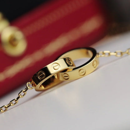 [Mystic Crown]LOVE NECKLACE DOUBLE RING GOLD
