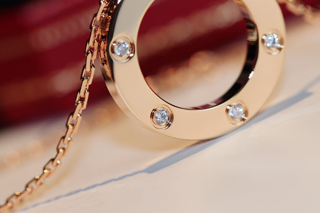 [Mystic Crown]LOVE NECKLACE 16MM 6 DIAMONDS PINK GOLD