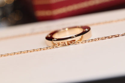 [Mystic]LOVE NECKLACE 16MM 6 DIAMONDS PINK GOLD