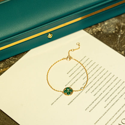 [Mystic Crown]SUN MALACHITE 1 DIAMOND PINK GOLD BRACELET