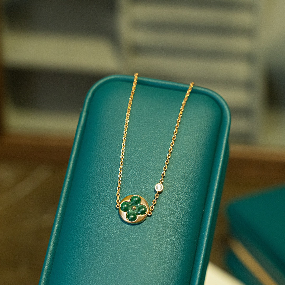 [Mystic Crown]SUN MALACHITE 1 DIAMOND PINK GOLD BRACELET