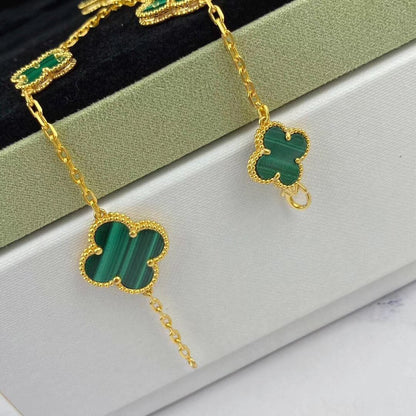 [Mystic]MAGIC CLOVER MALACHITE GOLD BRACELET 5 MOTIFS