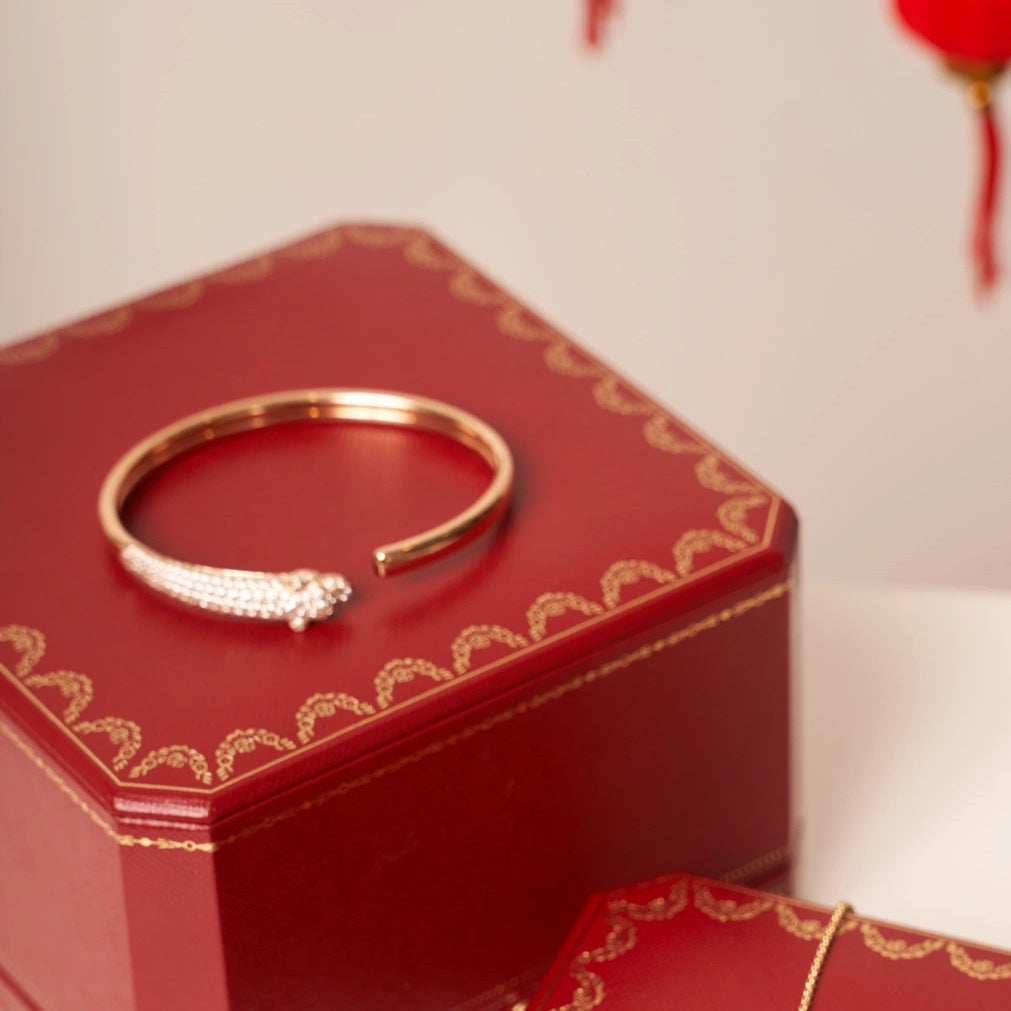 [Mystic]PANTHERE ROSE GOLD DIAMOND OPEN BRACELET