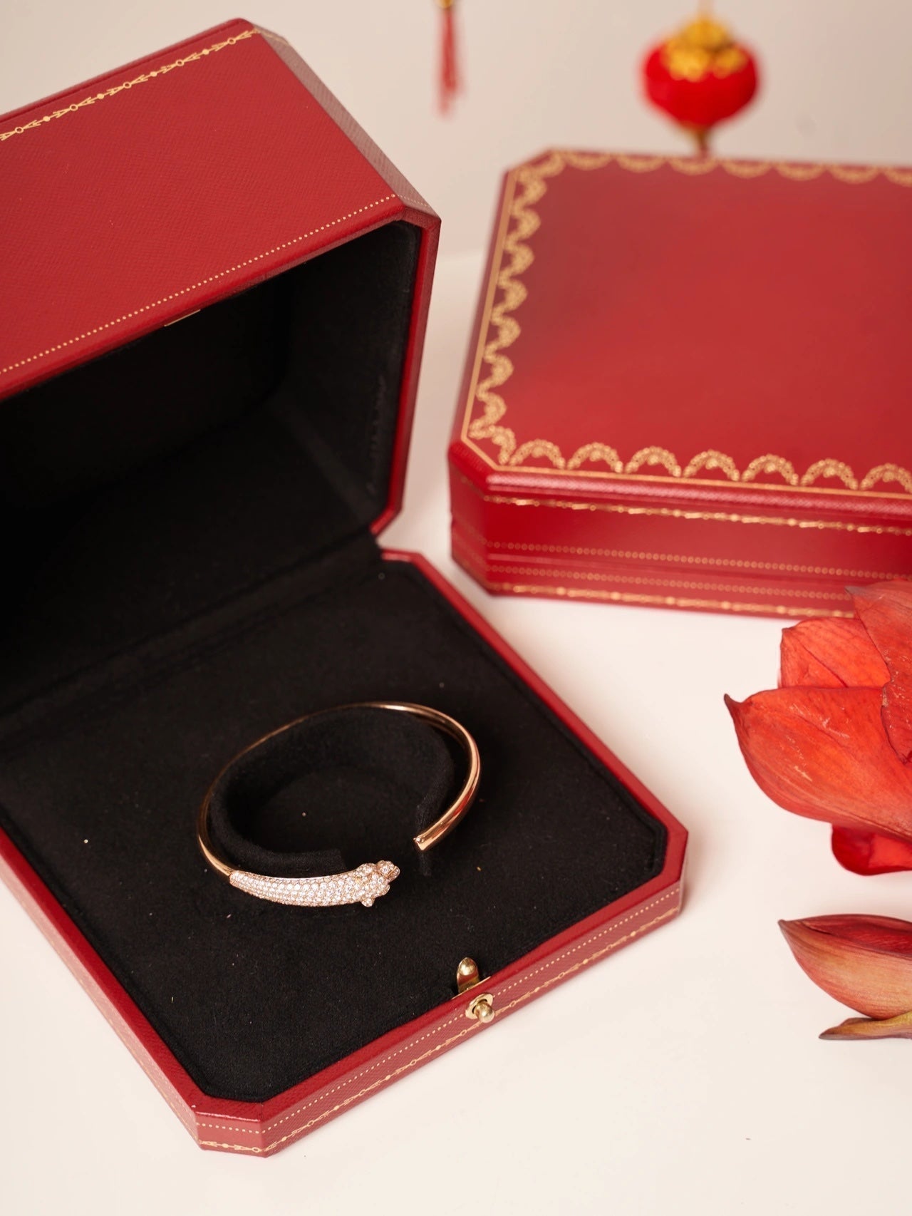 [Mystic]PANTHERE ROSE GOLD DIAMOND OPEN BRACELET