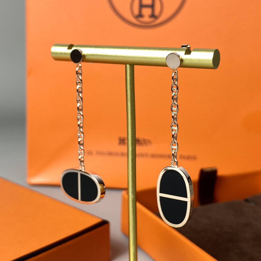 [Mystic]CHAINE VERSO BLACK CERAMIC EARRINGS