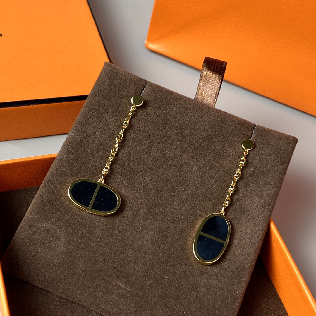 [Mystic]CHAINE VERSO BLACK CERAMIC EARRINGS