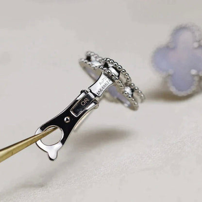 [Mystic Crown]CLOVER MEDIUM 1 MOTIFS  WHITE MOP EARRINGS SILVER