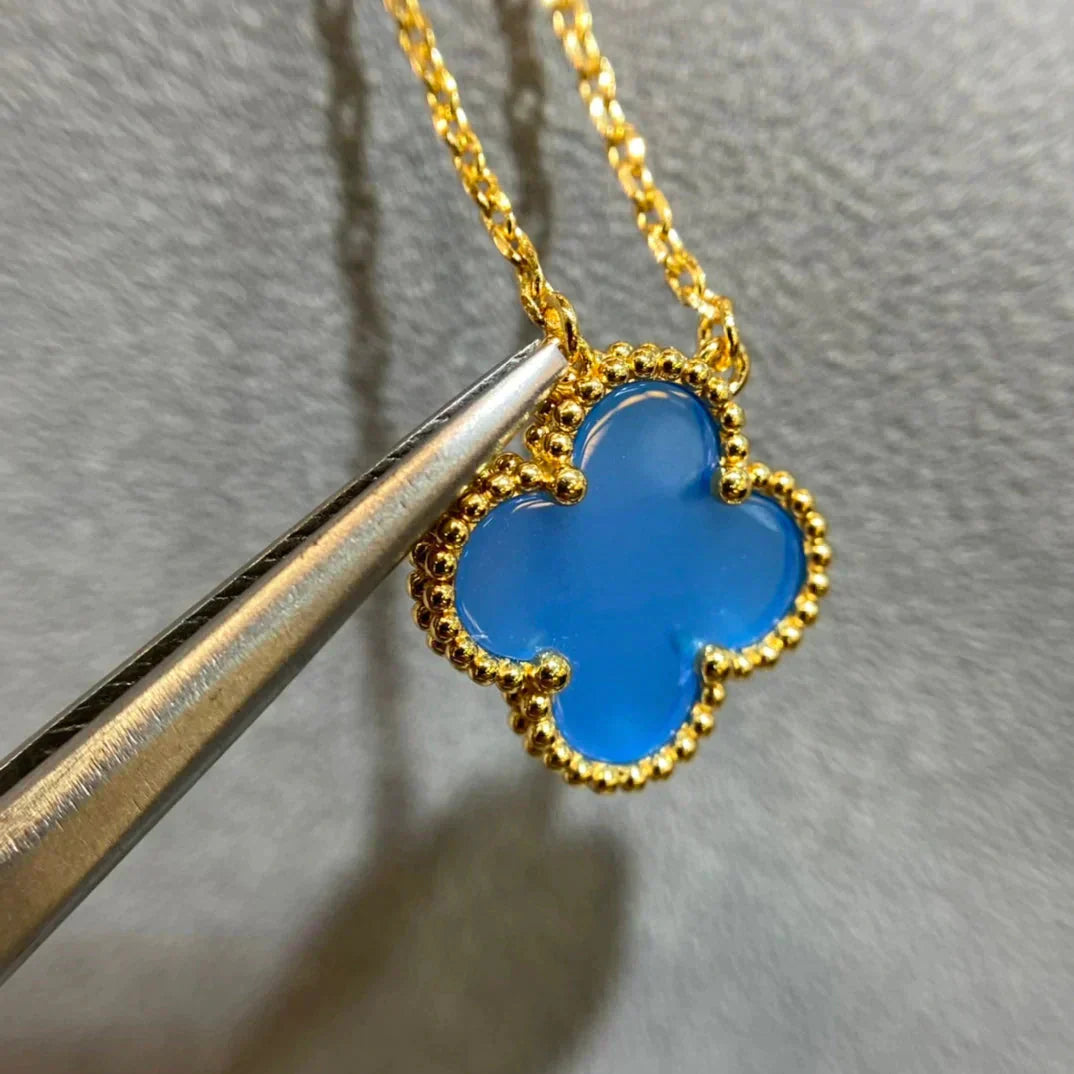 [Mystic]CLOVER 15MM BLUE AGATE NECKLACE