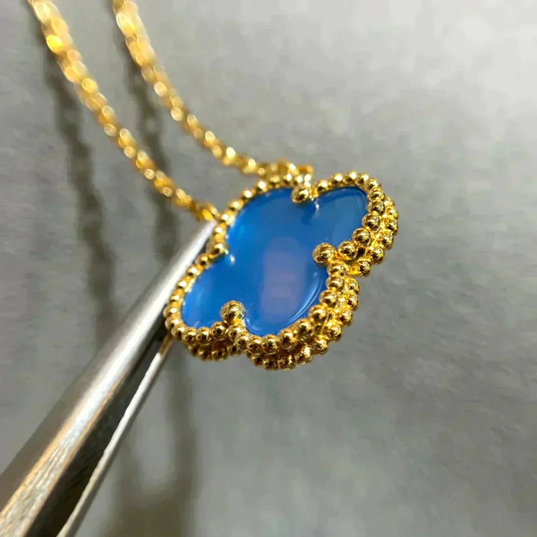 [Mystic]CLOVER 15MM BLUE AGATE NECKLACE