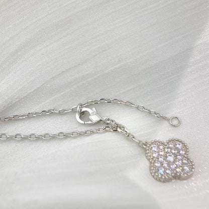 [Mystic]CLOVER 5 MOTIFS SILVER DIAMONDS NECKLACE
