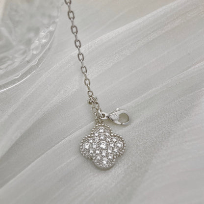 [Mystic]CLOVER 5 MOTIFS SILVER DIAMONDS NECKLACE