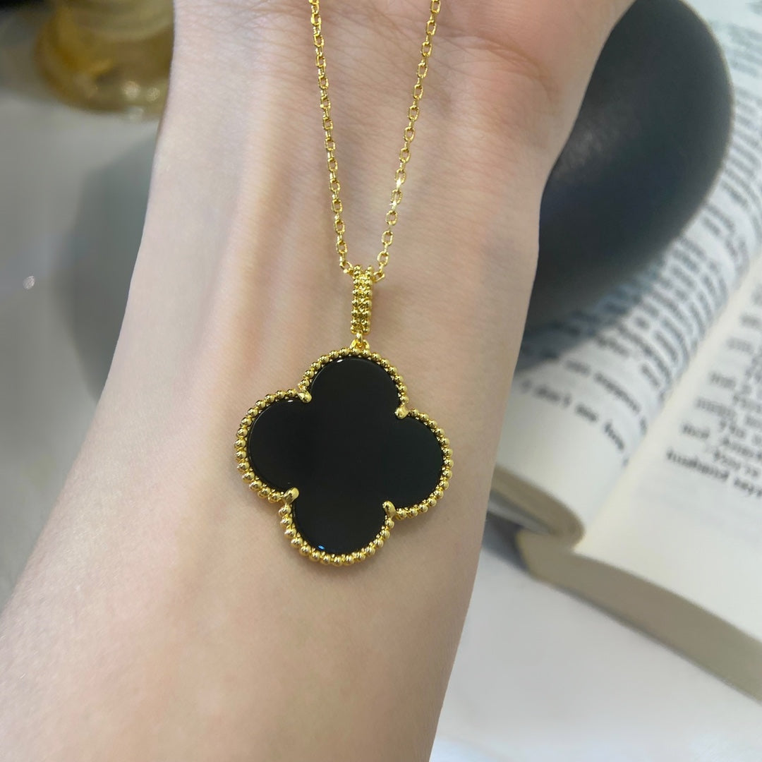 [Mystic]CLOVER 25MM NECKLACE GOLD ONYX