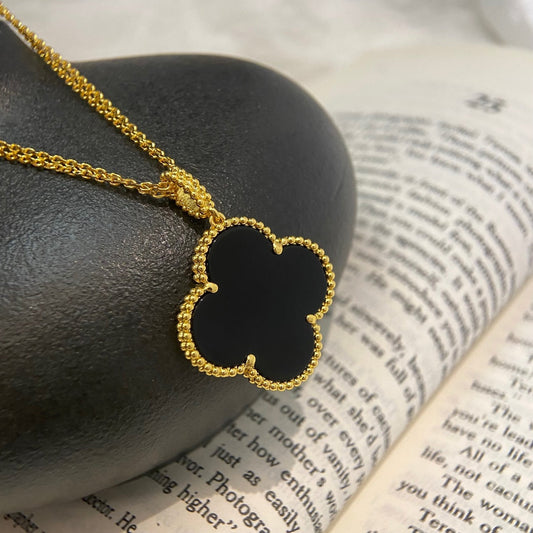 [Mystic Crown]CLOVER 25MM NECKLACE GOLD ONYX