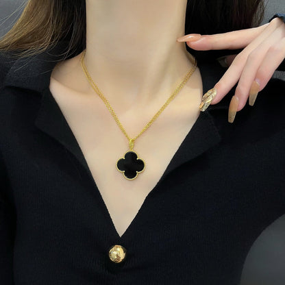[Mystic Crown]CLOVER 25MM NECKLACE GOLD ONYX